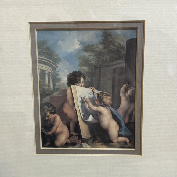 Set of 2 Gold Framed Prints by Angelica Kauffman, Cherubs Angels - Picture 3 of 7